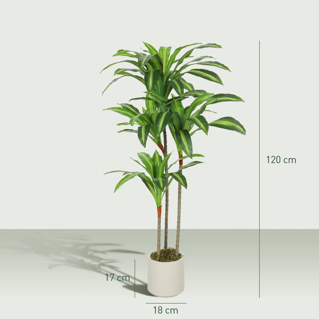 HOMCOM Sztuczne drzewo dracena 120 cm z giętkimi pniami i białą donicą do salonu sypialni biura | Aosom PL