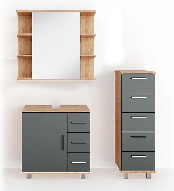 Zestaw mebli łazienkowych dąb 60x33x60.8 ilias