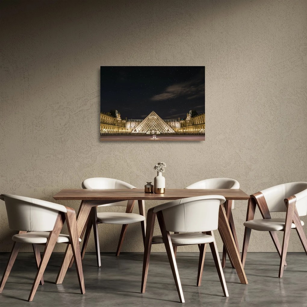 Obraz na szkle - Luwr w nocy (70x50 cm)