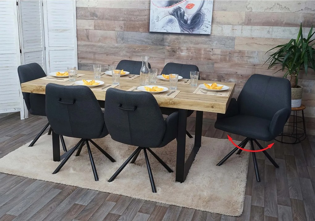 Krzesło do jadalni MCW-H71 (zestaw 6 sztuk) obrotowe,  ciemnoszary