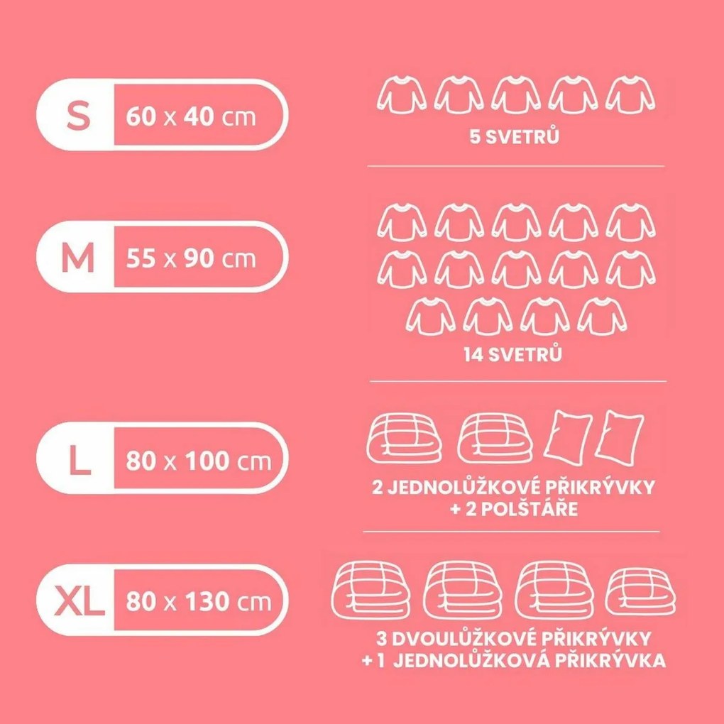 Zestaw worków do przechowywania próżniowegoAspispace 6 sztuk, 3x M + 3x L