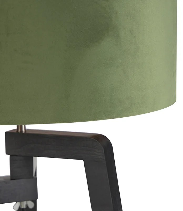 Lampa podłogowa trójnóg czarna z zielonym kloszem i złotem 50 cm - PurosWiejski/ Rustykalny / Vintage Oswietlenie wewnetrzne