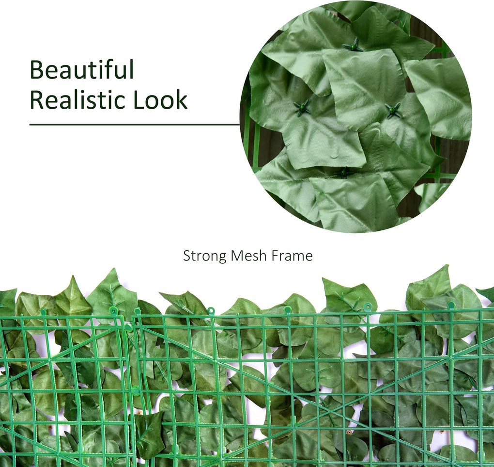 Outsunny Osłona Dekoracyjna Sztuczny Żywopłot Ciemnozielony 300x100cm Dekoracja Ściennej Przestrzeni | Aosom PL