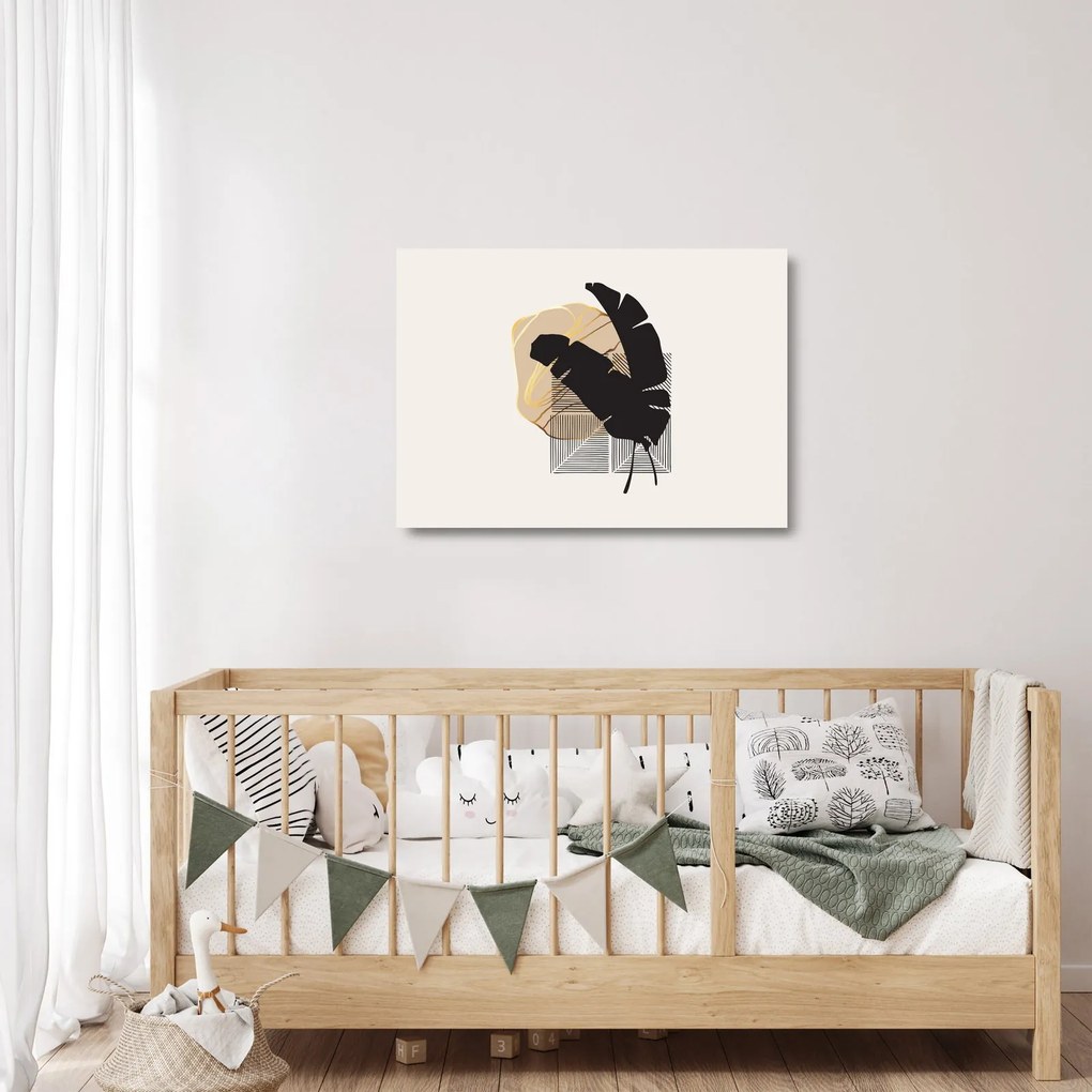 Obraz na szkle - Abstrakcja z tropikalnymi liśćmi N⁰4 (70x50 cm)