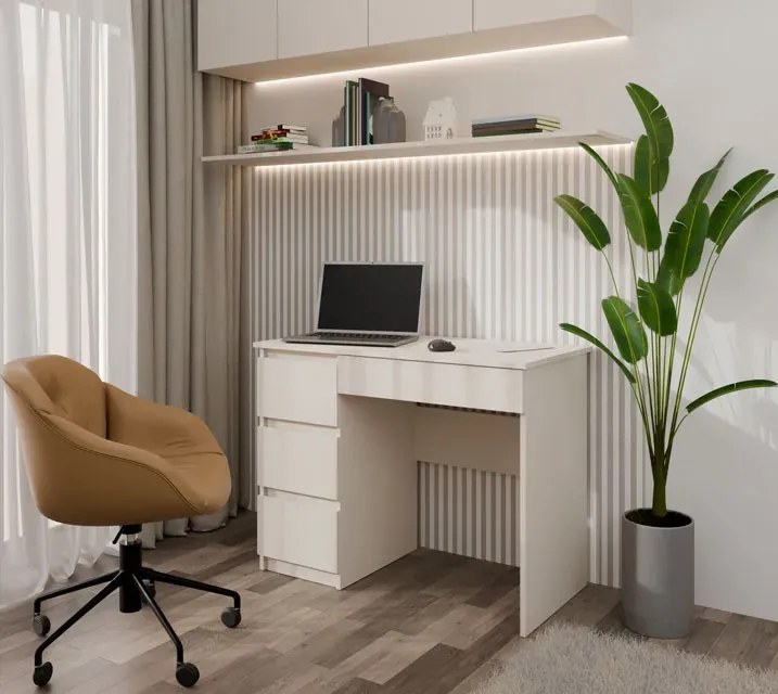 Minimalistyczne biurko z szufladami kaszmir - Agoni 2X