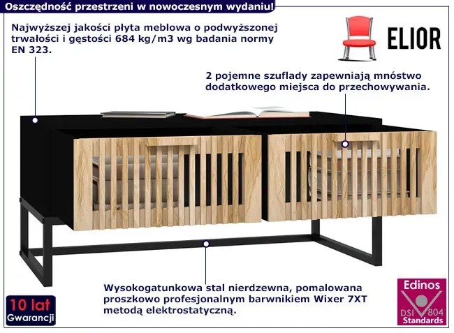 Czarny stolik kawowy z szufladami - Avorro