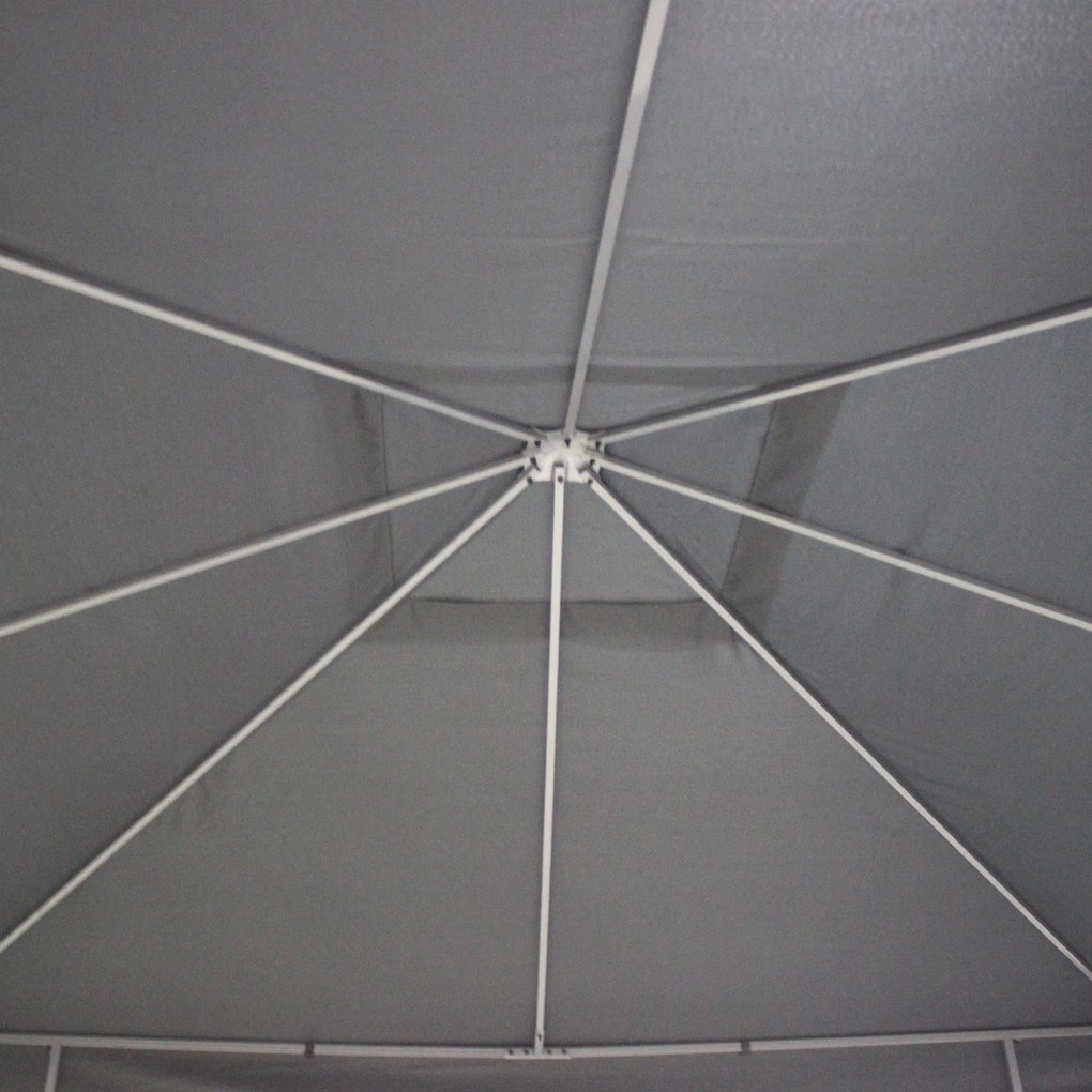 Outsunny Altana Ogrodowa 3x3m Szara Stal Poliester Namiot Imprezowy Wodoodporny na Zewnątrz | Aosom PL