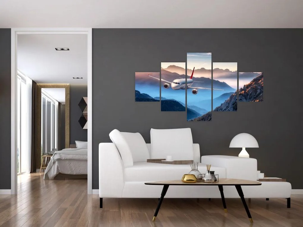 Obraz - Samolot nad szczytami gór (125x70 cm)