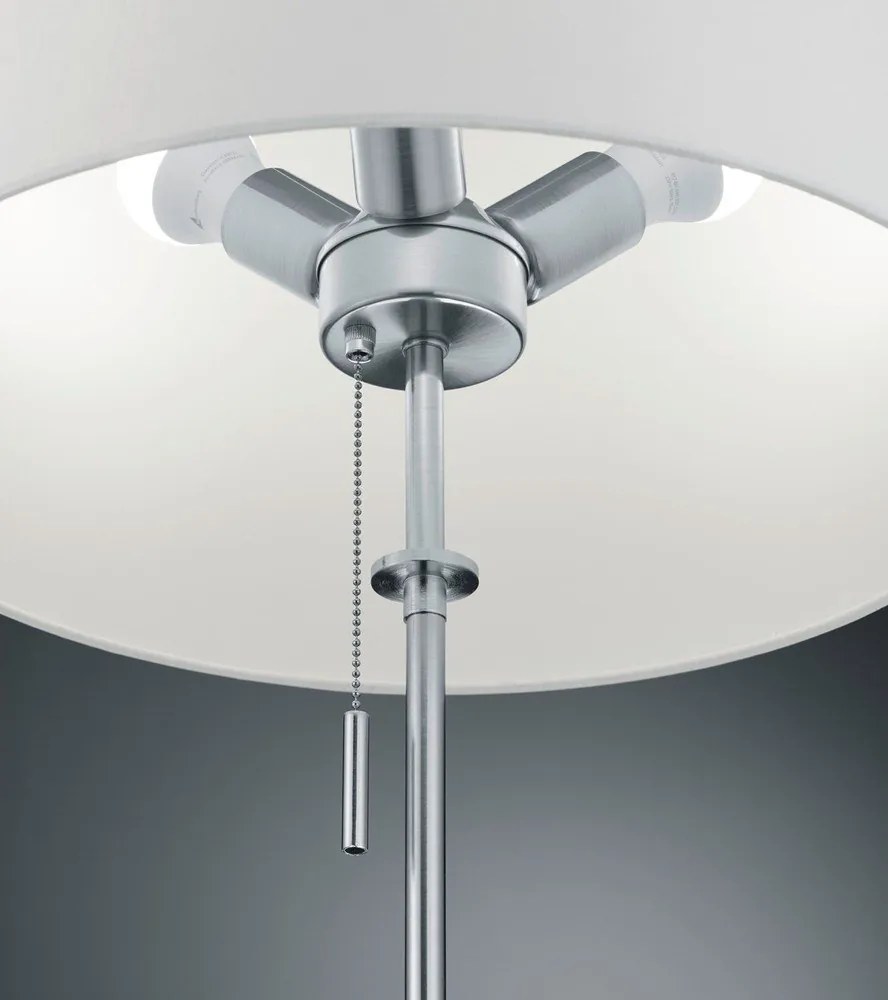 Lampa stojąca w kolorze srebra z tekstylnym kloszem (wysokość 180 cm) Lyon – Trio