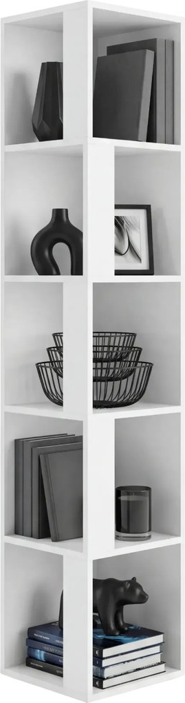 Narożny Regał Biały Otwarty Z Półkami R2-N17