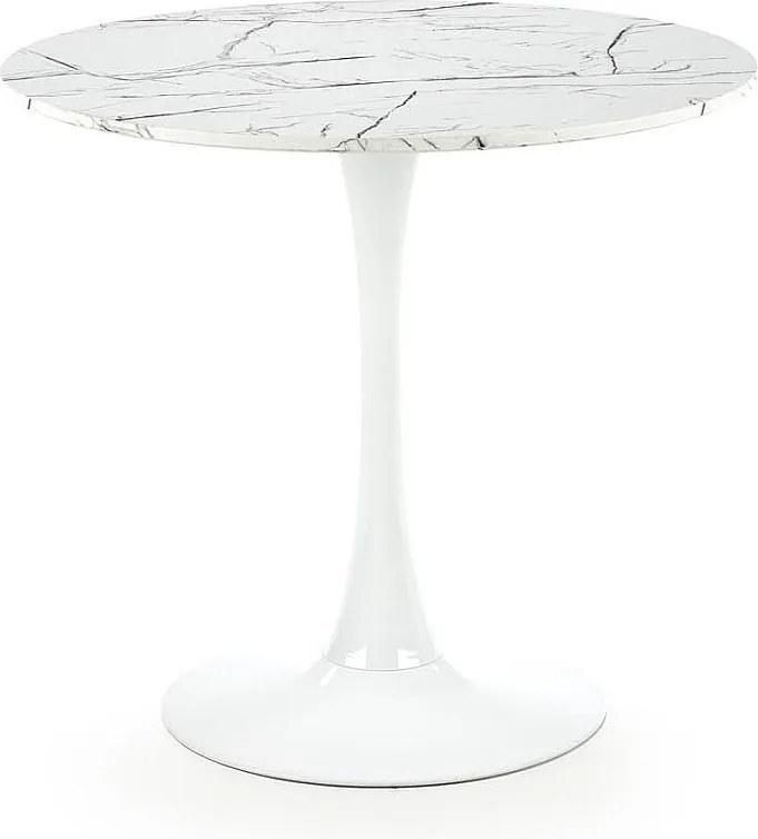 Stół okrągły DENVER 80x80 biały marmur