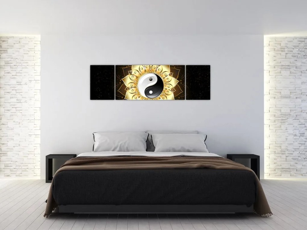 Obraz - Złoty Yin-Yang (170x50 cm)