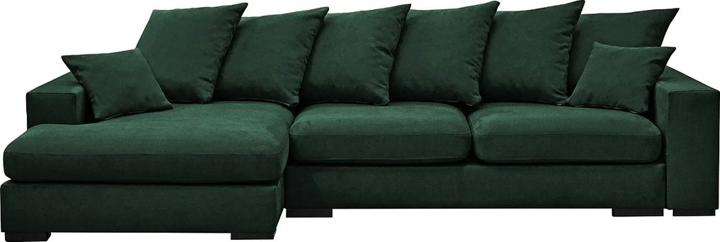 Narożnik z funkcją spania i pojemnikiem, Sofa w kształcie L Gabon L, tkanina Riviera, Zielony, Lewy