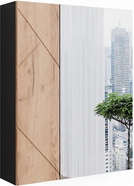 Szafka łazienkowa z lustrem antracyt/złoty dąb 60x17.2x75 irma