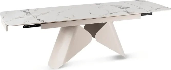 Stół Rozkładany Prostokątny VERONA 160-240 cm Ceramiczny Biały Marmur/Kaszmir Japandi