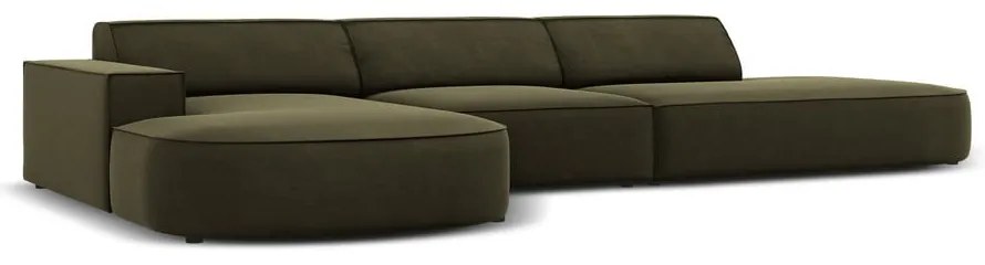 Zielony aksamitny narożnik (lewostronny) Jodie − Micadoni Home