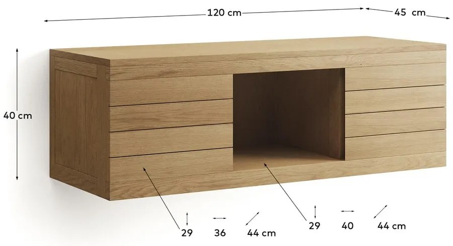 Niska wisząca szafka pod umywalkę z litego drewna tekowego 120x40 cm Yenit – Kave Home