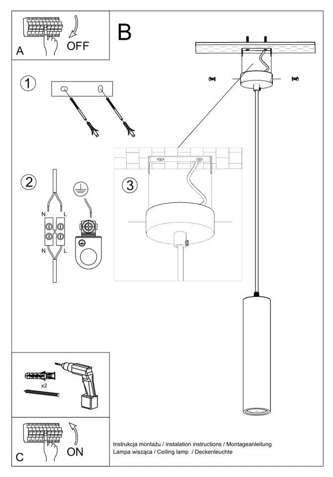 Biała lampa wisząca z ceramicznym kloszem ø 8 cm Santana – Nice Lamps