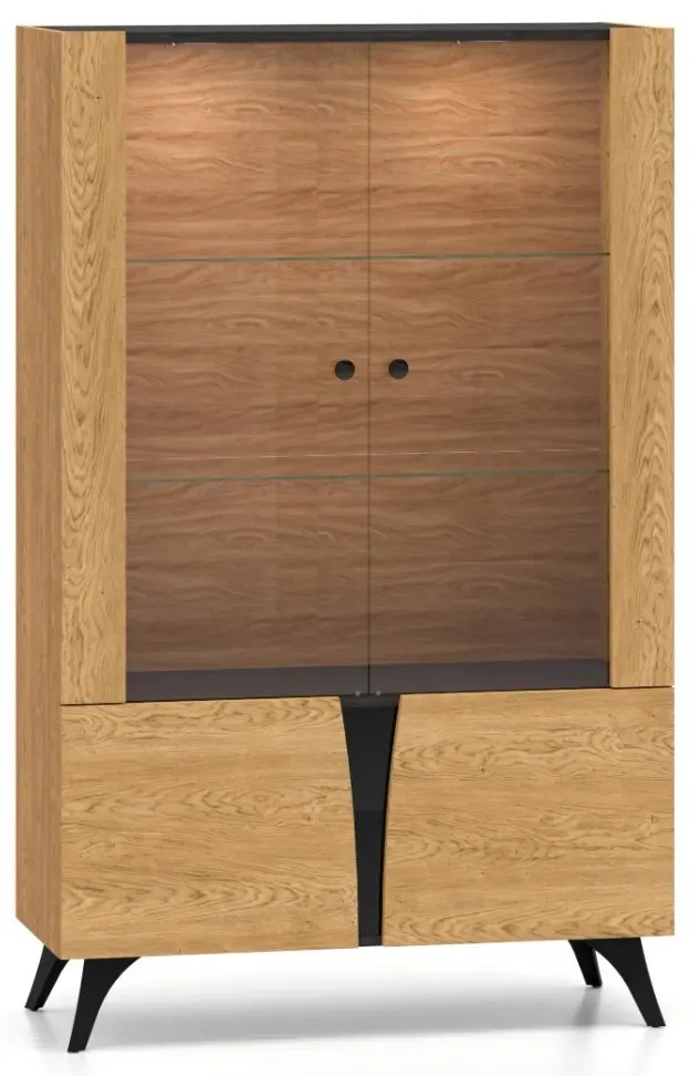 Witryna niska HESTIA 2W2D 95cm dąb/czarna ML MEBLE