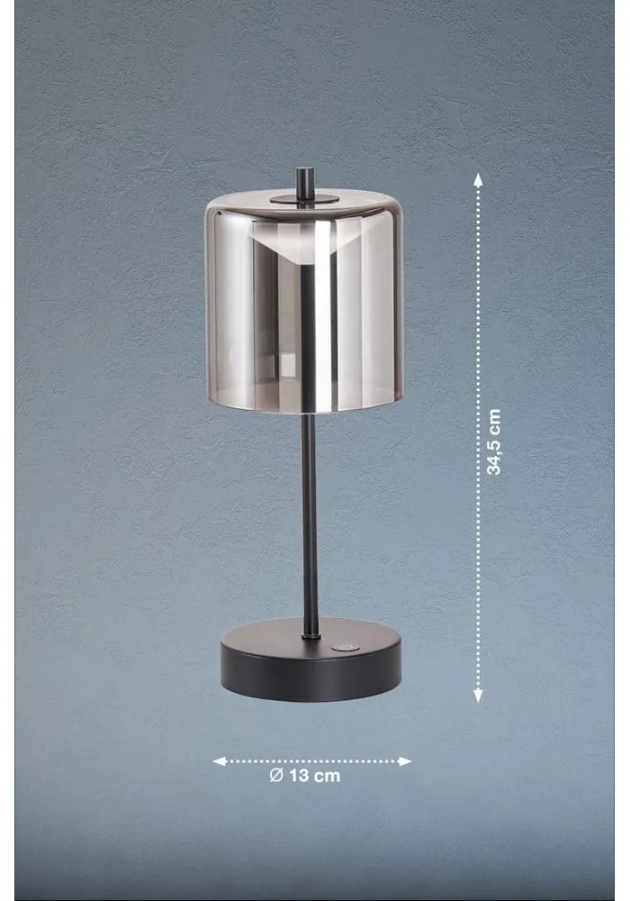 Czarno-ciemnoszara lampa stołowa LED ze ściemniaczem (wysokość 34,5 cm) Riva – Fischer & Honsel