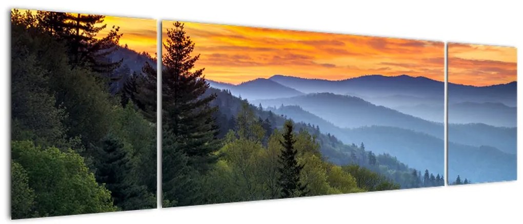 Obraz - Czerwone chmury w górach (170x50 cm)