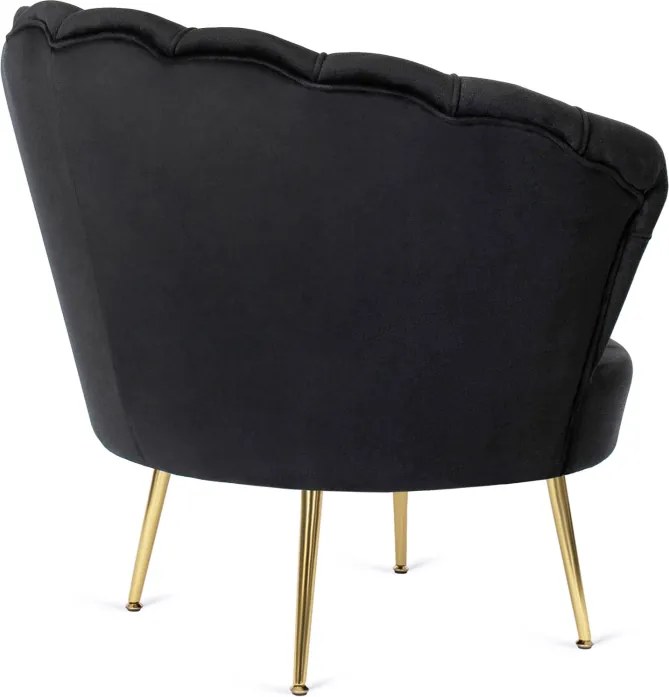 Fotel Wypoczynkowy do Salonu ANGEL Muszelka Czarny Welurowy Nowoczesny