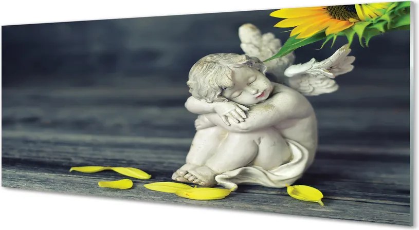 Panel Kuchenny Szklany Śpiący Aniołek w Słonecznikach