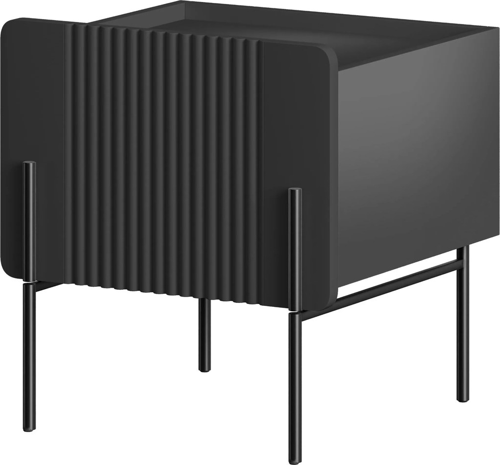 Szafka nocna Malmi z szufladą 45 cm - czarny mat / czarne nóżki