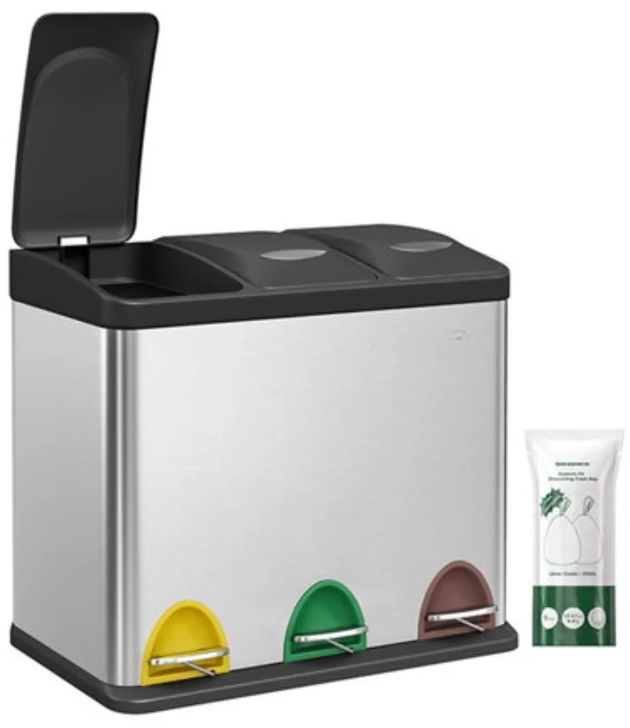 Kosz do segregacji odpadów SORT, 24l (3x8l), srebrna Jurhan