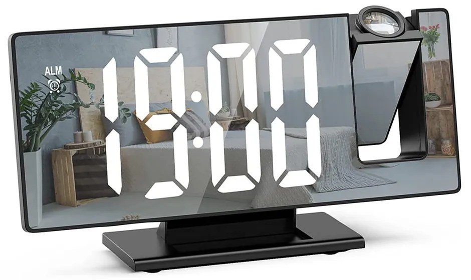 ELEKTRONICZNY ZEGAR LED cyfrowy z projektorem budzik termometr lustro 4w1