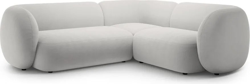 Jasnoszary aksamitny narożnik (prawostronny/w kształcie litery L) Kate – Micadoni