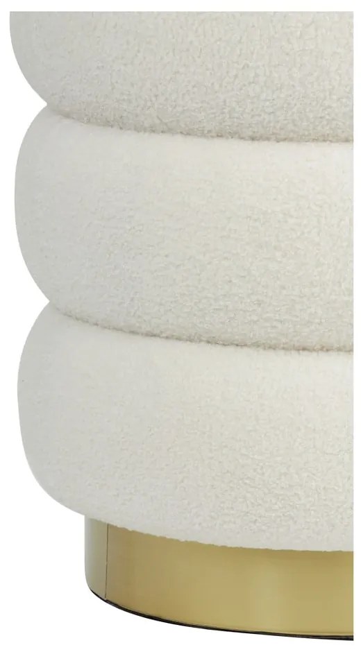 Biały puf z materiału bouclé Kimi – Light &amp; Living