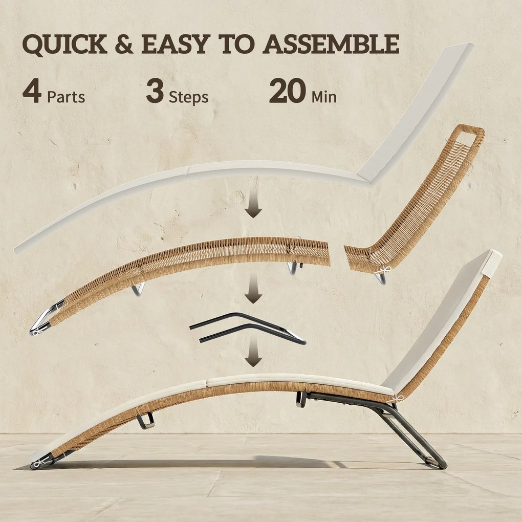 Outsunny Leżanka rattanowa w kształcie litery S z poduszką, oddychająca powierzchnia, stalowa rama | Aosom PL