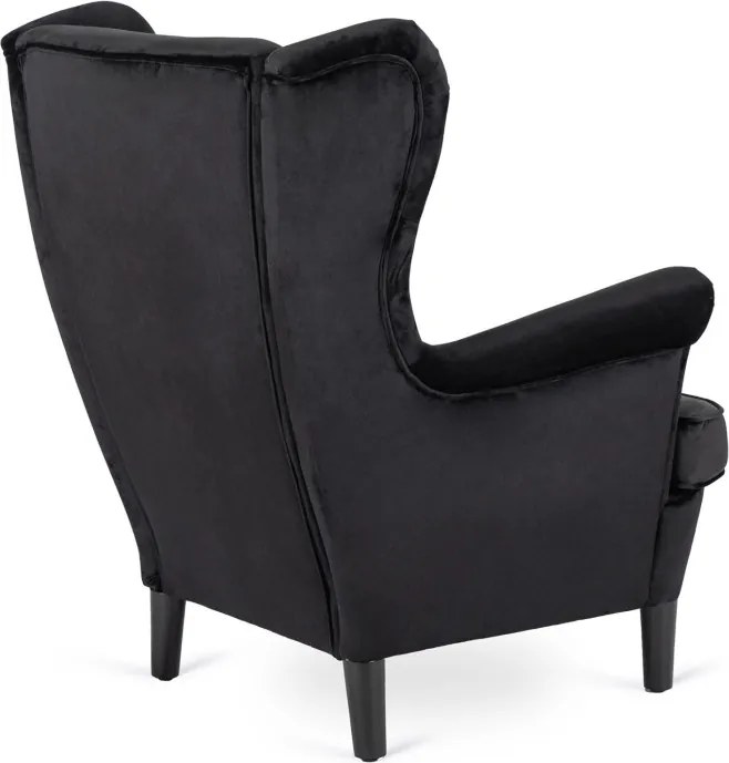 Fotel Uszak Wypoczynkowy KLARIS 2 Czarny Welurowy do Salonu Nowoczesny Loft