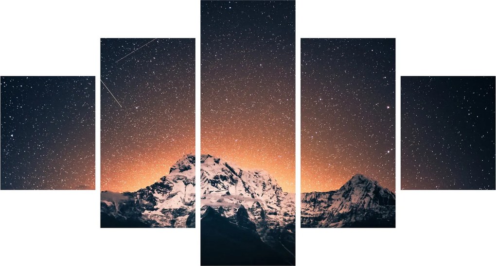 Obraz gwiaździstego nieba z górami (125x70 cm)