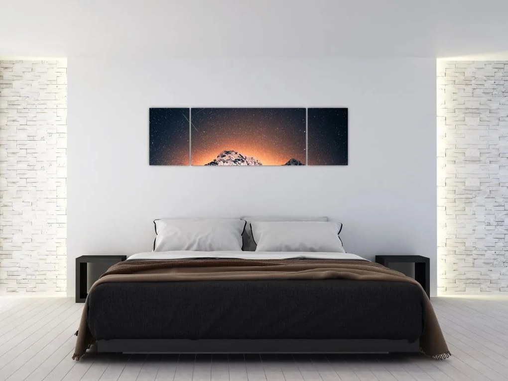 Obraz nocnego nieba z górą (170x50 cm)