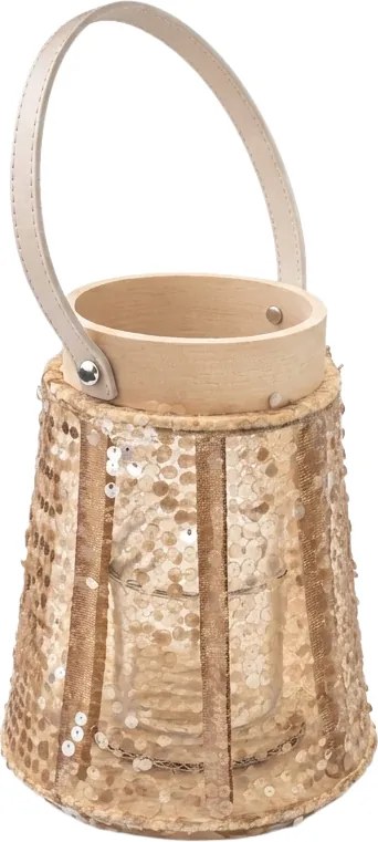 Latarnia z cekinami CONE GLAM 22 cm, naturalna