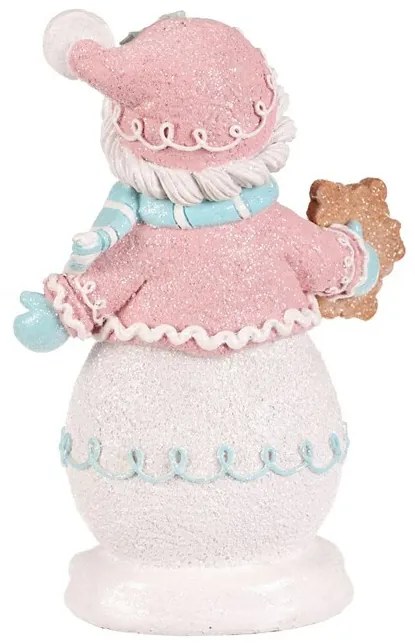 Dekoracja świąteczna Bałwanek piernikowy w kolorowym stroju, poliresin