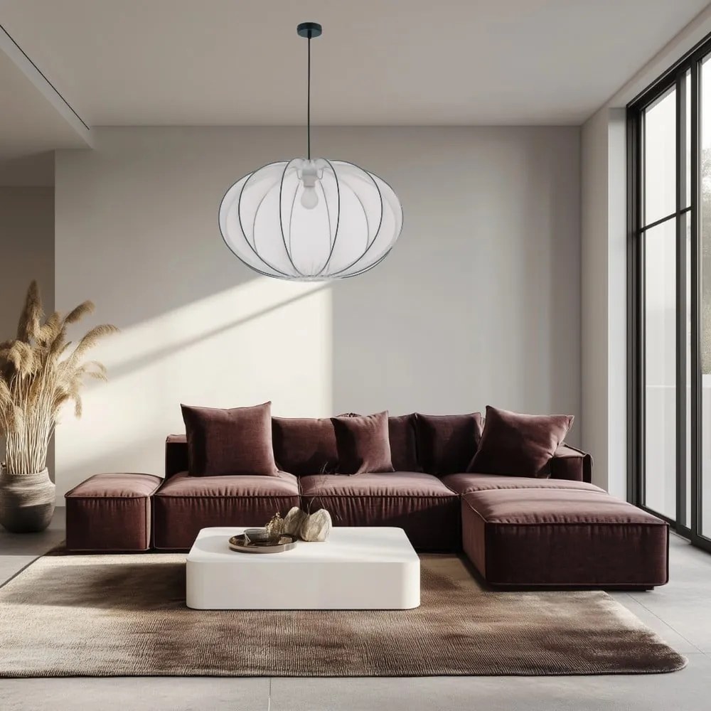 Biała lampa wisząca z tekstylnym kloszem ø 60 cm Mellow – Candellux Lighting
