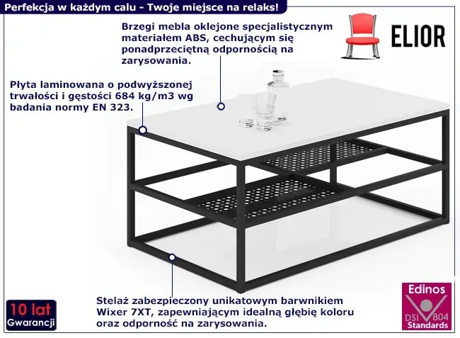 Dwudrzwiowa ława z metalowym stelażem biały + czarny W7-R17