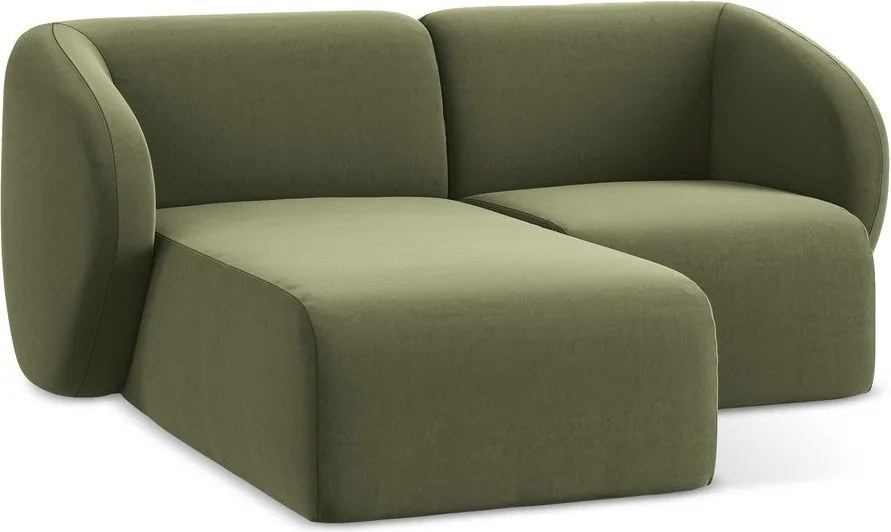 Zielony aksamitny narożnik (lewostronny/z szezlongiem) Lani – Makamii