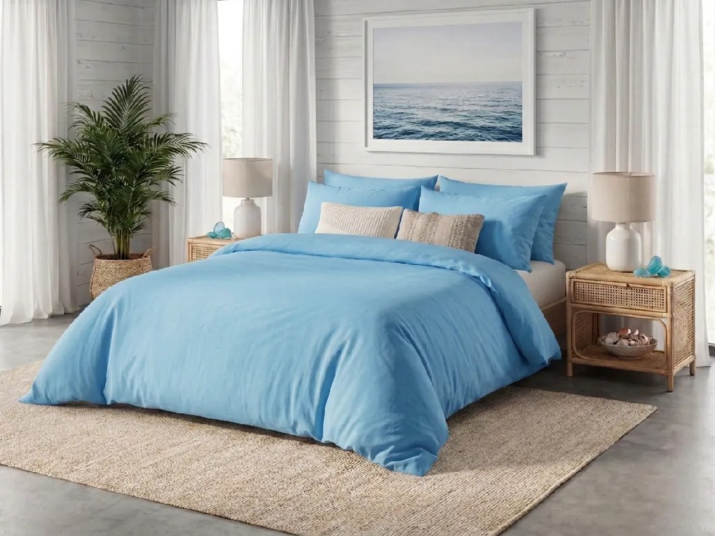 PrzytulneMieszkanie.pl PrzytulneMieszkanie.pl Bawełniana pościel CALMORA jasnoniebieska Rozmiar pościeli: 2 szt 70 x 90 cm | 160 x 200 cm