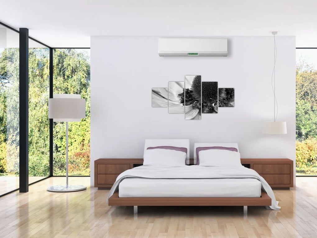 Obraz - Kwiat w czerni i bieli (125x70 cm)