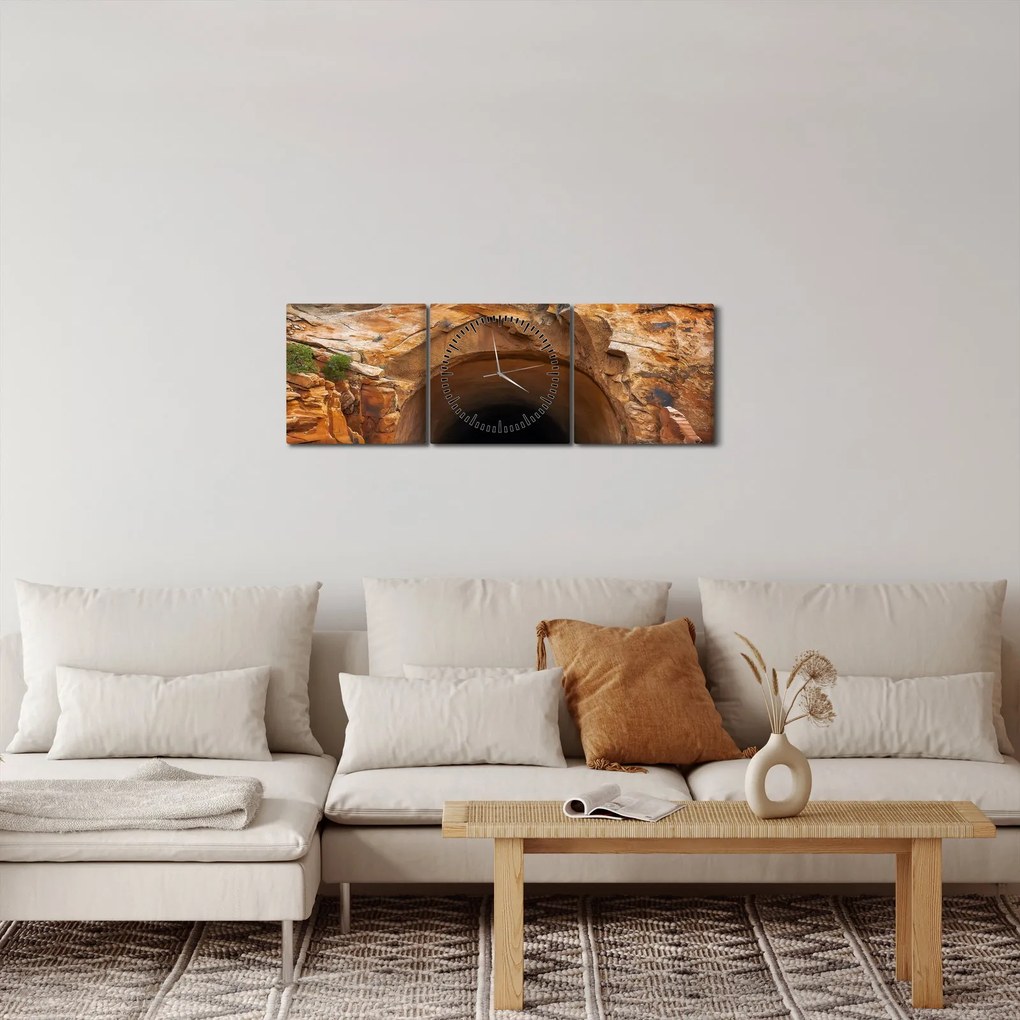Obraz - tunel w skale (z zegarem) (90x30 cm)