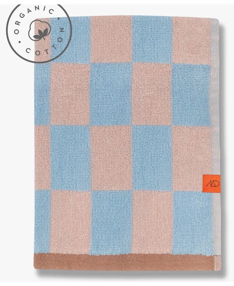 Niebiesko-różowy ręcznik kąpielowy z bawełny organicznej 70x133 cm Retro – Mette Ditmer Denmark