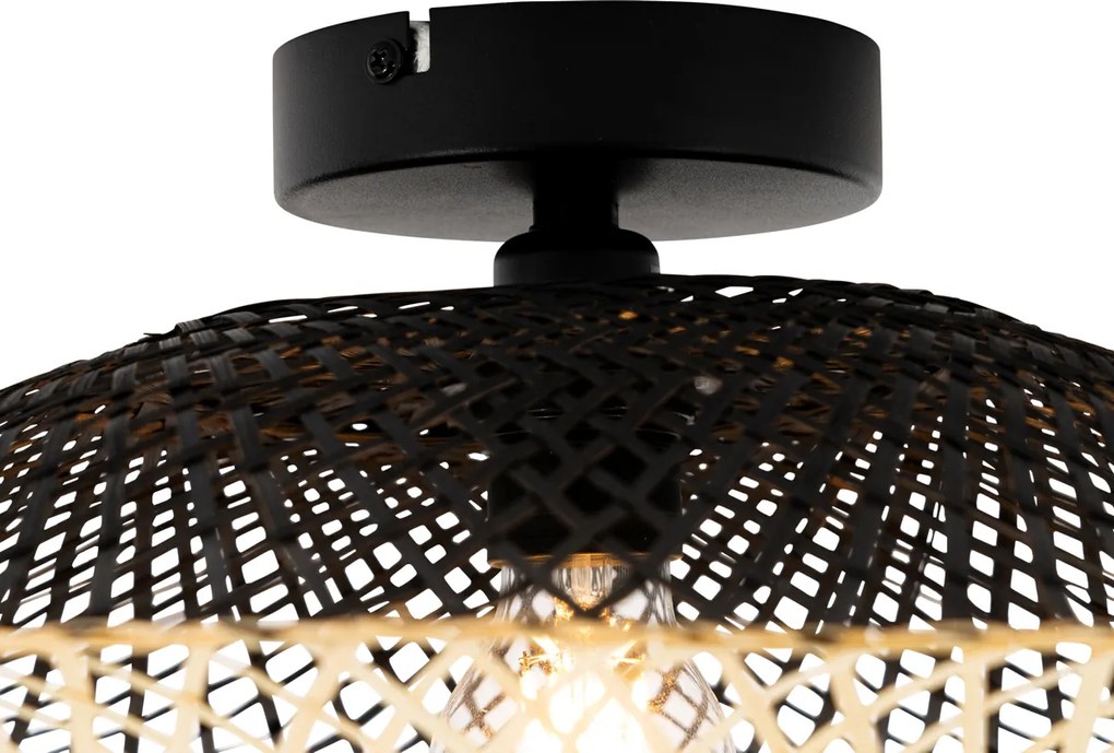 Orientalna lampa sufitowa zewnętrzna bambusowa 50 cm IP44 - Rina