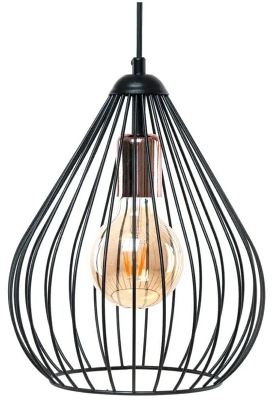 Czarna lampa wisząca z metalowym kloszem ø 24 cm – Opviq lights