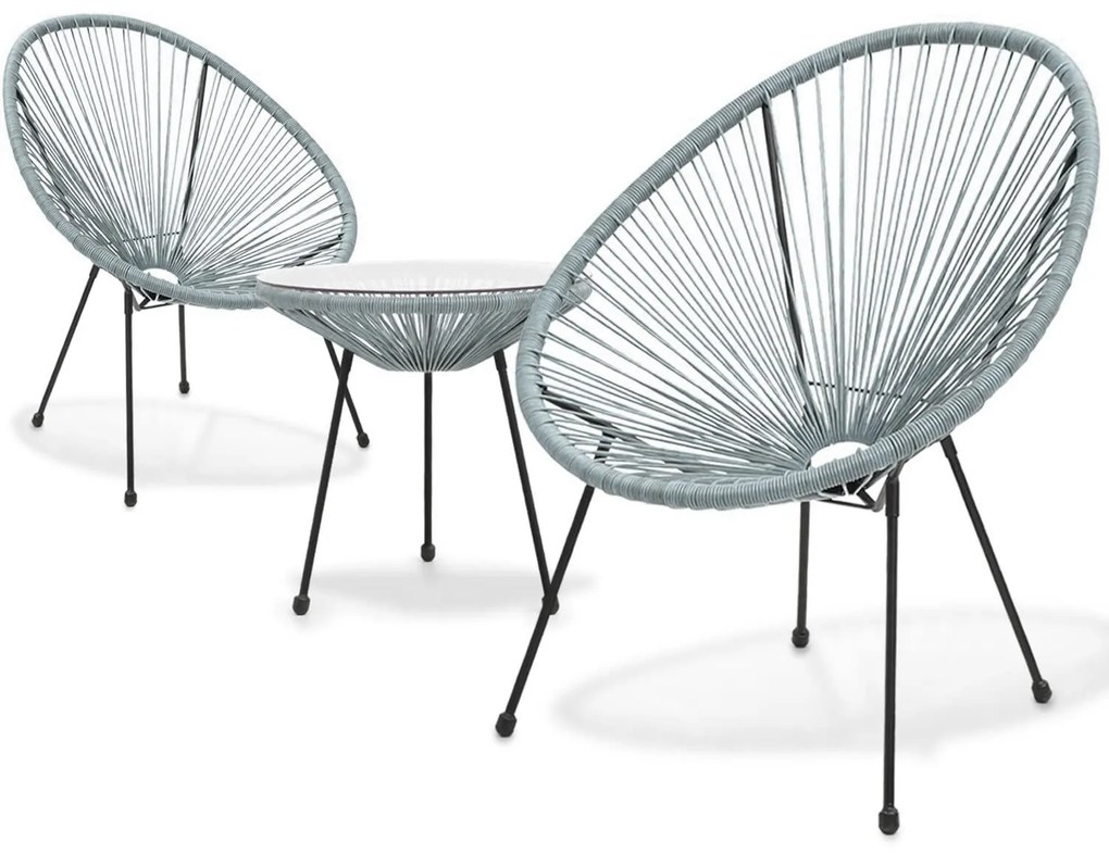 Zestaw mebli ogrodowych Acapulco 2 krzesła + stolik SZARY