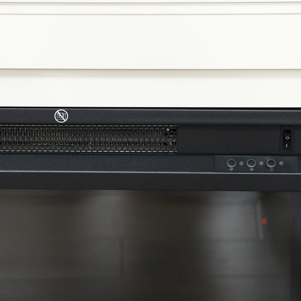 HOMCOM Kominek elektryczny, realistyczne płomienie w 12 kolorach, 5 poziomów jasności, pilot, timer, czarny