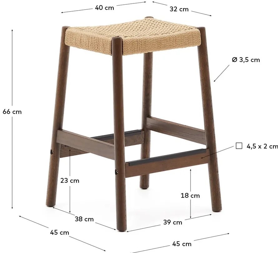 Brązowo-naturalne hokery z litego drewna dębowego zestaw 2 szt. (wysokość siedziska 66 cm) Yalia – Kave Home
